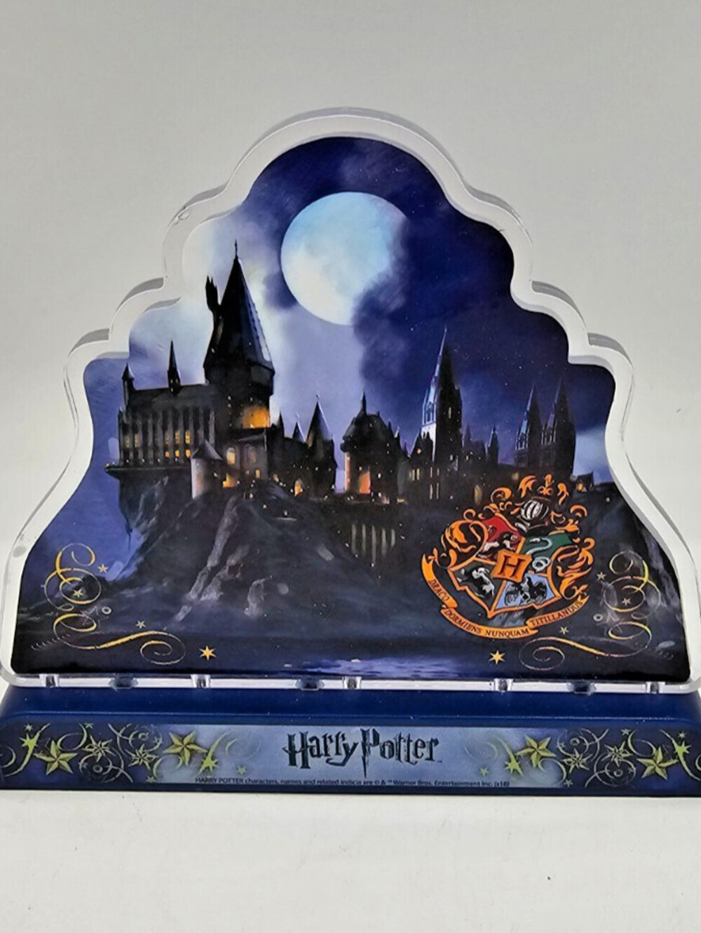Harry Potter LED light-up decoration featuring Hogwarts castle under a full moon